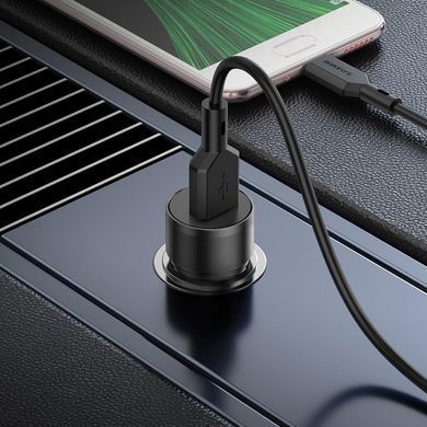 Автомобільний зарядний пристрій із швидкою зарядкою QC3.0 + кабель Micro-USB BOROFONE BZ19A USB/18W Чорний