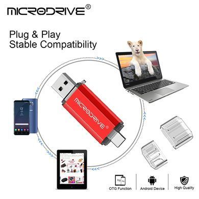 Металева USB Флешка 2в1 512GB Type-C/USB2.0 для комп'ютера телефону MicroDrive 512GB Сірий
