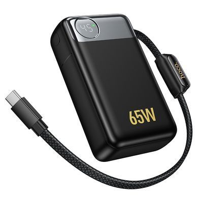 Павербанк зі швидкою зарядкою 65W та вбудованим кабелем Type-C 12000mAh HOCO Q53 1USB 1Type-C Чорний