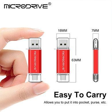Металева USB Флешка 2в1 512GB Type-C/USB2.0 для комп'ютера телефону MicroDrive 512GB Сірий