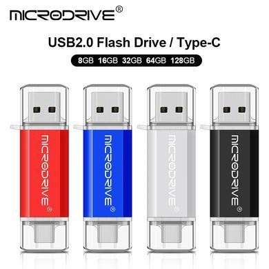 Металева USB Флешка 2в1 512GB Type-C/USB2.0 для комп'ютера телефону MicroDrive 512GB Сірий
