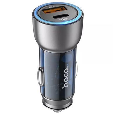 Автомобільний зарядний пристрій з швидкою зарядкою + кабель Lightning HOCO NZ8 USB/Type-C PD30W+QC3.0 Синій