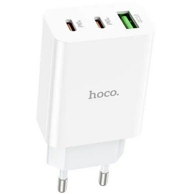 Зарядний пристрій із швидкою зарядкою QC/PD HOCO C99A |1USB/2Type-C/3A/PD/QC3.0| Білий