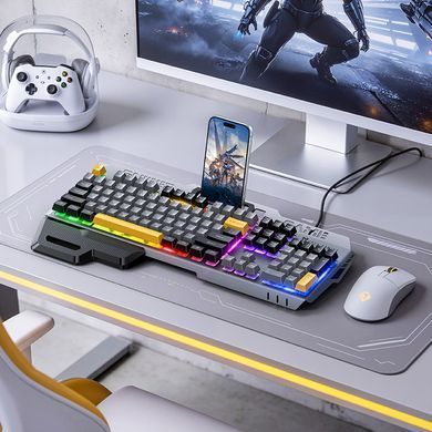 Ігрова клавіатура HOCO GM702 дротова клавіатура з rgb підсвіткою клавіатура з підставкою для зап'ясть повнорозмірна клавіатура