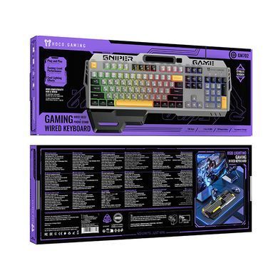 Ігрова клавіатура HOCO GM702 дротова клавіатура з rgb підсвіткою клавіатура з підставкою для зап'ясть повнорозмірна клавіатура