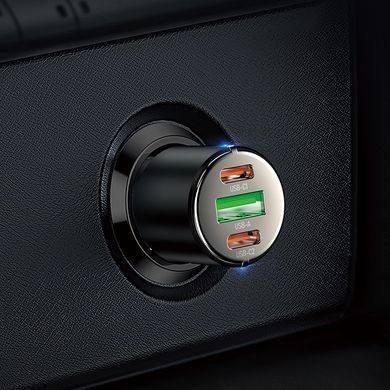 Автомобільний зарядний пристрій з кабелем Type-C to Lightning HOCO NZ6 USB/2Type-C, PD45W, 3A Чорний