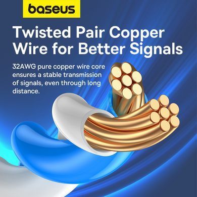 Інтернет кабель 0.5м патч-корд BASEUS CAT7 10Gigabit RJ45 плоский Чорний B00133207111-00