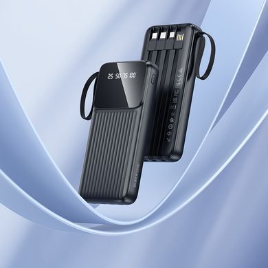 Павербанк 10000mAh з вбудованими кабелями Lightning, Type-C, Micro-USB, USB BOROFONE BJ76 2USB Чорний