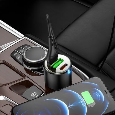Автомобільний зарядний пристрій з кабелем Type-C to Lightning HOCO NZ6 USB/2Type-C, PD45W, 3A Чорний