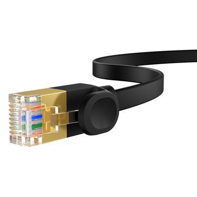 Інтернет кабель 0.5м патч-корд BASEUS CAT7 10Gigabit RJ45 плоский Чорний B00133207111-00