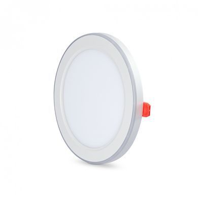Стельовий LED світильник VIDEX вбудований з декоративною підсвіткою 12W+4W, 5000K+2700K, 220V Білий VL-DL4R-1