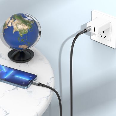 Кабель для телефона із швидкою зарядкою Type-C to Lightning Apple iPhone HOCO X85 Strength 100см 20W Чорний