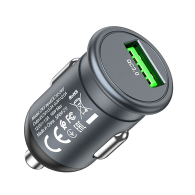 Автомобільна зарядка з швидкою зарядкою QC3.0 HOCO Z43 |1USB, 3A, QC, 18W| Чорний